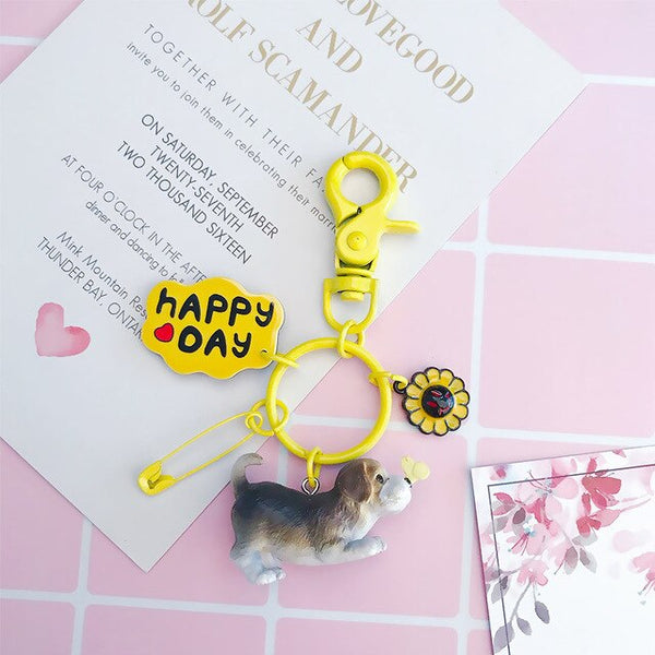 Cute  Keychain Chihuahua  Key Ring Pendant for Women Girl Bag Handbag Purse Backpack Car Ornament