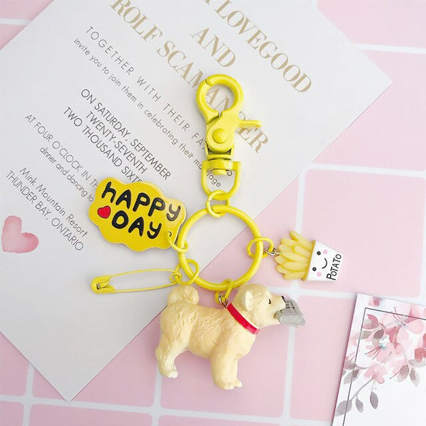 Cute  Keychain Chihuahua  Key Ring Pendant for Women Girl Bag Handbag Purse Backpack Car Ornament