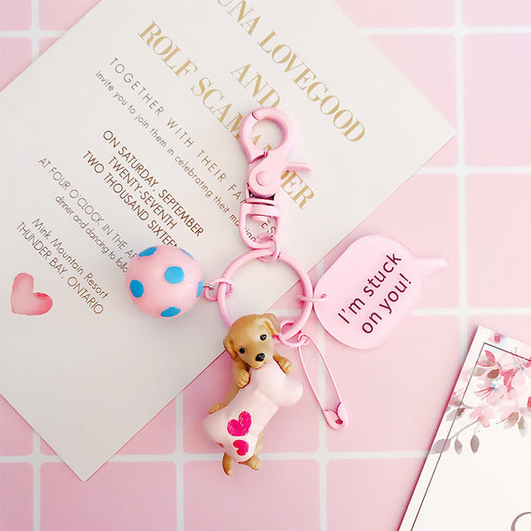 Cute  Keychain Chihuahua  Key Ring Pendant for Women Girl Bag Handbag Purse Backpack Car Ornament