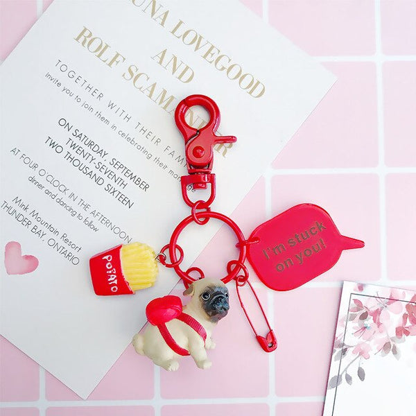 Cute  Keychain Chihuahua  Key Ring Pendant for Women Girl Bag Handbag Purse Backpack Car Ornament