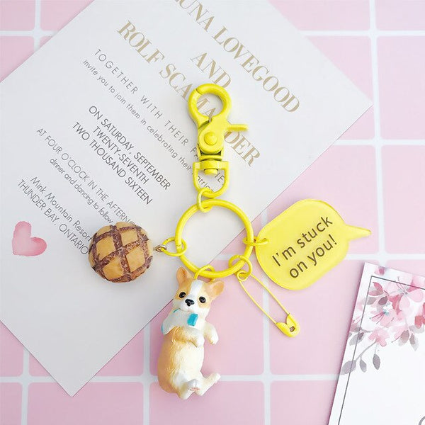 Cute  Keychain Chihuahua  Key Ring Pendant for Women Girl Bag Handbag Purse Backpack Car Ornament