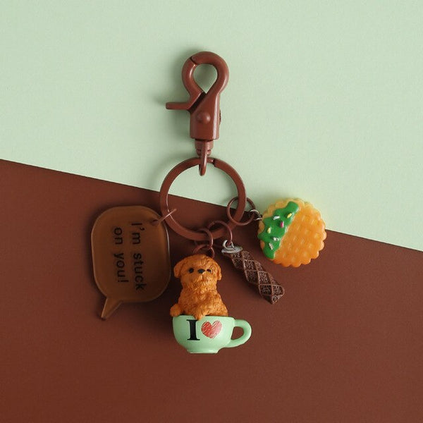 Cute  Keychain Chihuahua  Key Ring Pendant for Women Girl Bag Handbag Purse Backpack Car Ornament